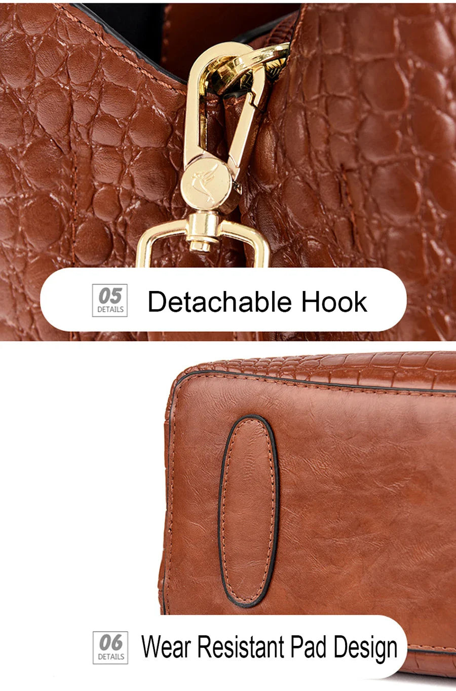 Women's Crocodile Pattern Shoulder Tote Bag