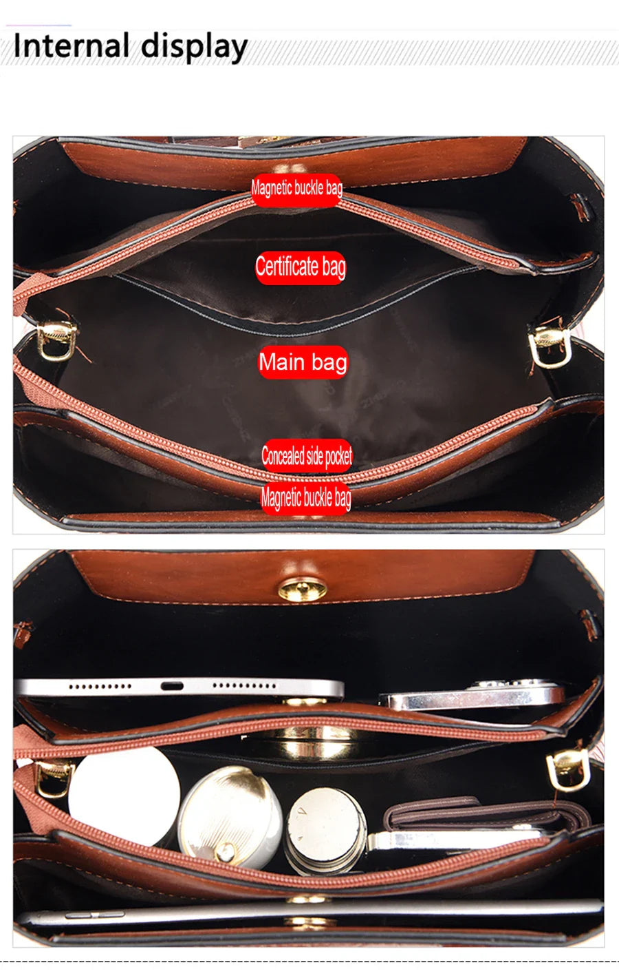 Women's Crocodile Pattern Shoulder Tote Bag