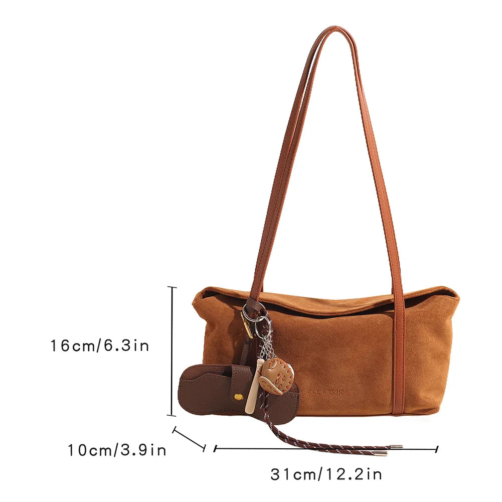 Women's Vintage Suede Shoulder Bag with Handle