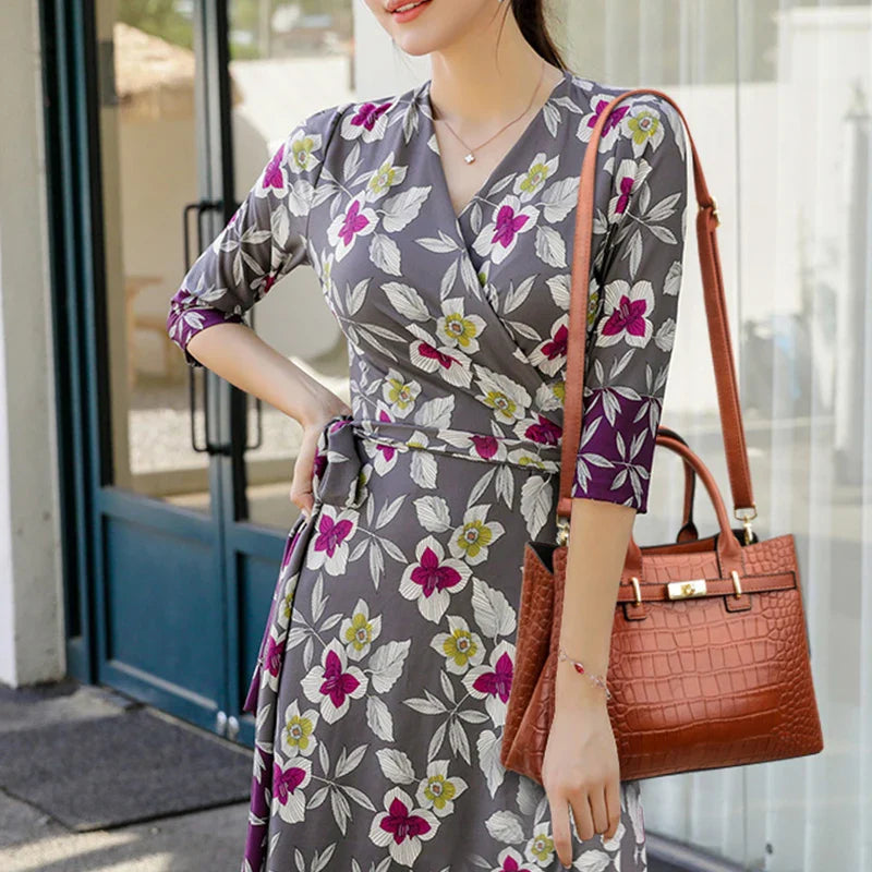 Women's Crocodile Pattern Shoulder Tote Bag