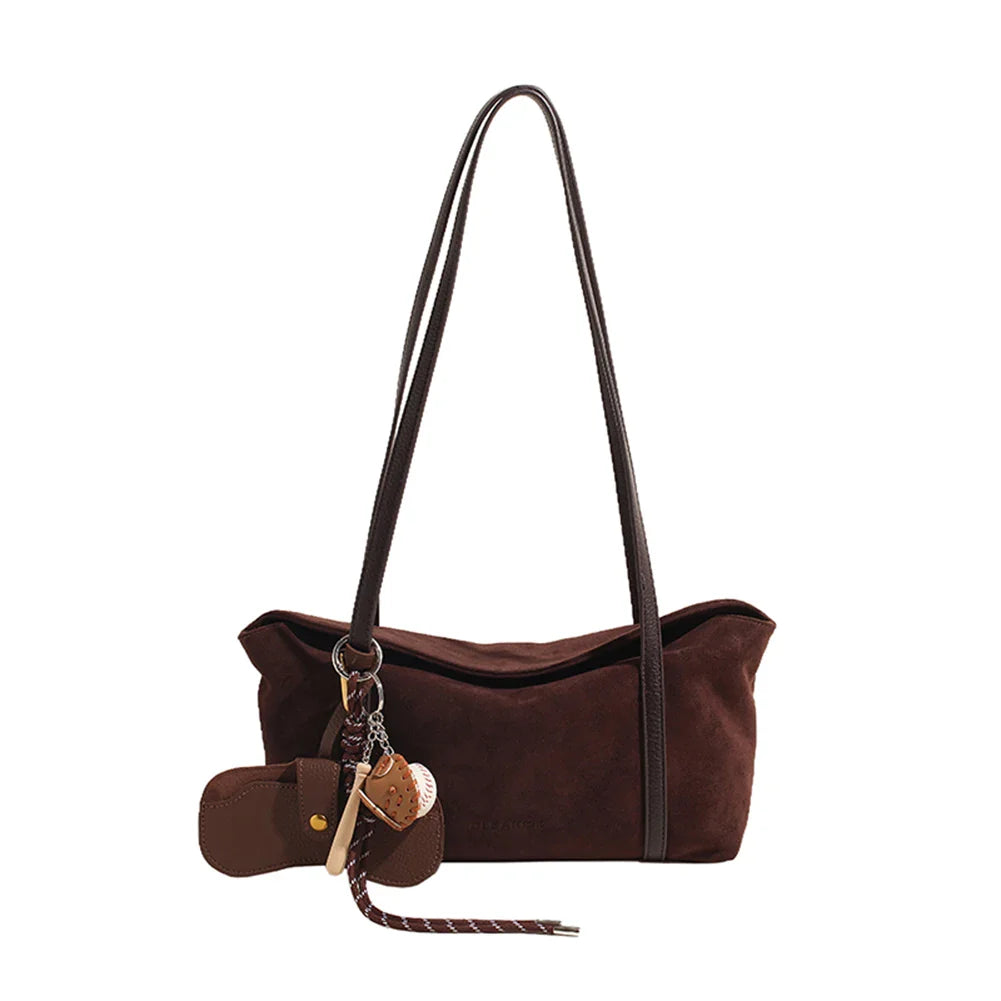 Women's Vintage Suede Shoulder Bag with Handle