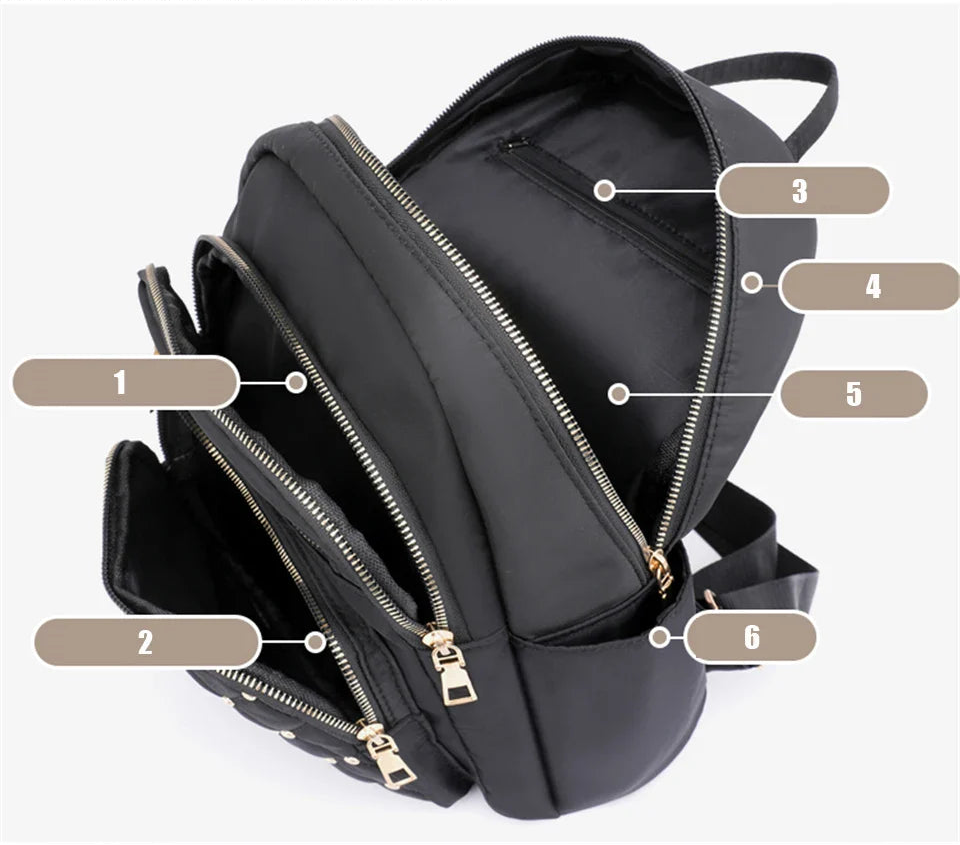 Women's Nylon Travel Backpack School Shoulder Bag