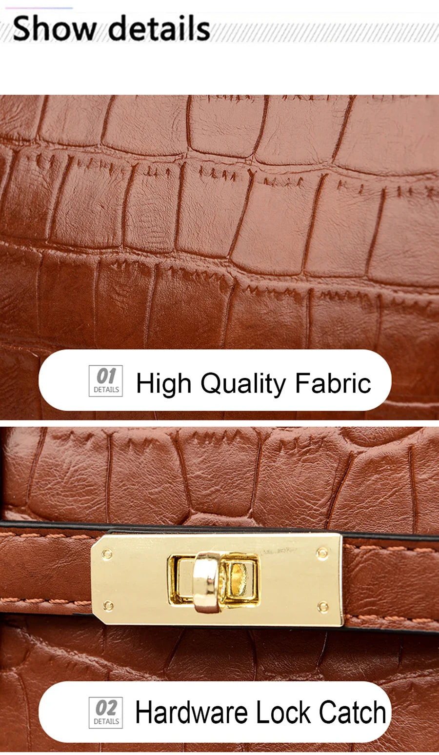 Women's Crocodile Pattern Shoulder Tote Bag