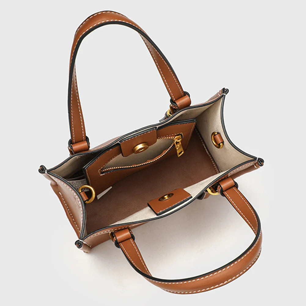 Women's Retro PU Leather Tote Bag with Handle