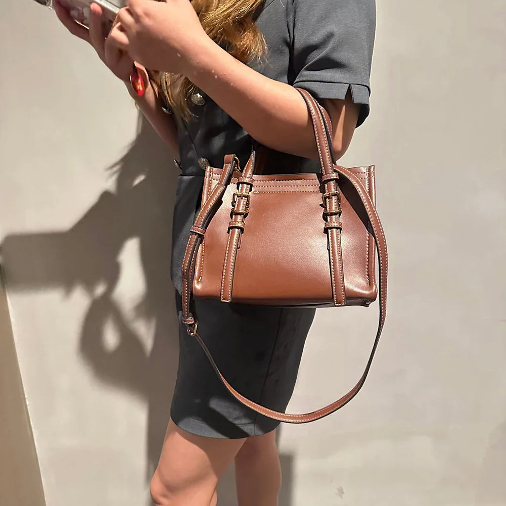 Women's Retro PU Leather Tote Bag with Handle