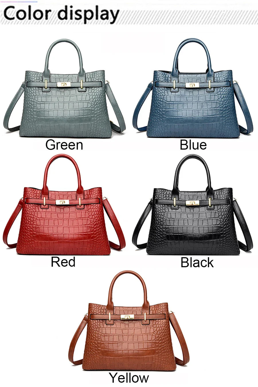 Women's Crocodile Pattern Shoulder Tote Bag