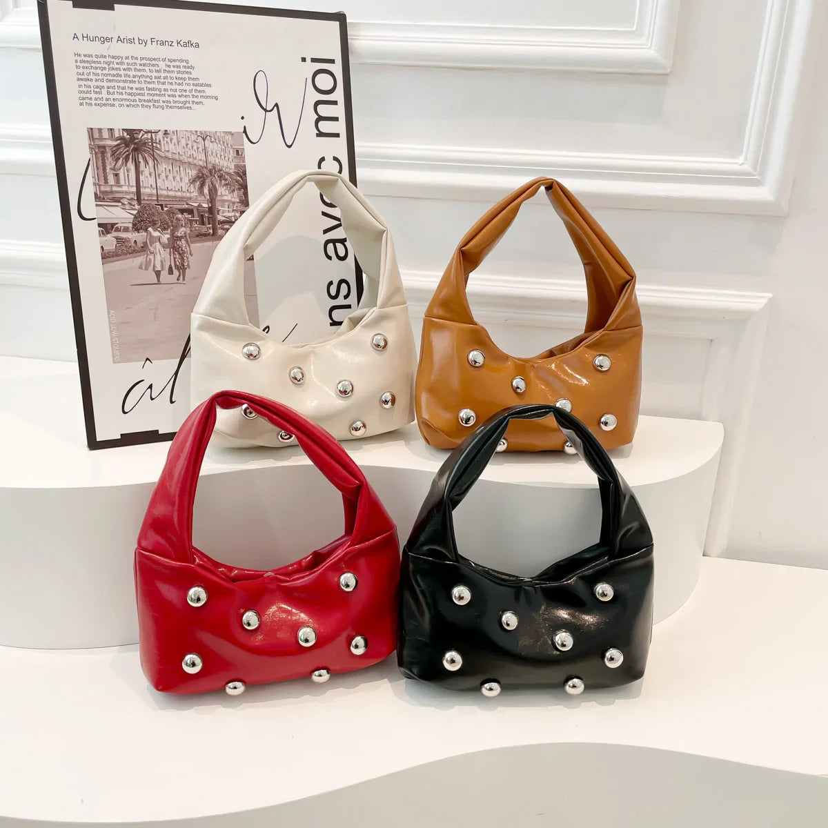 Women's Vintage Studded Shoulder Bag