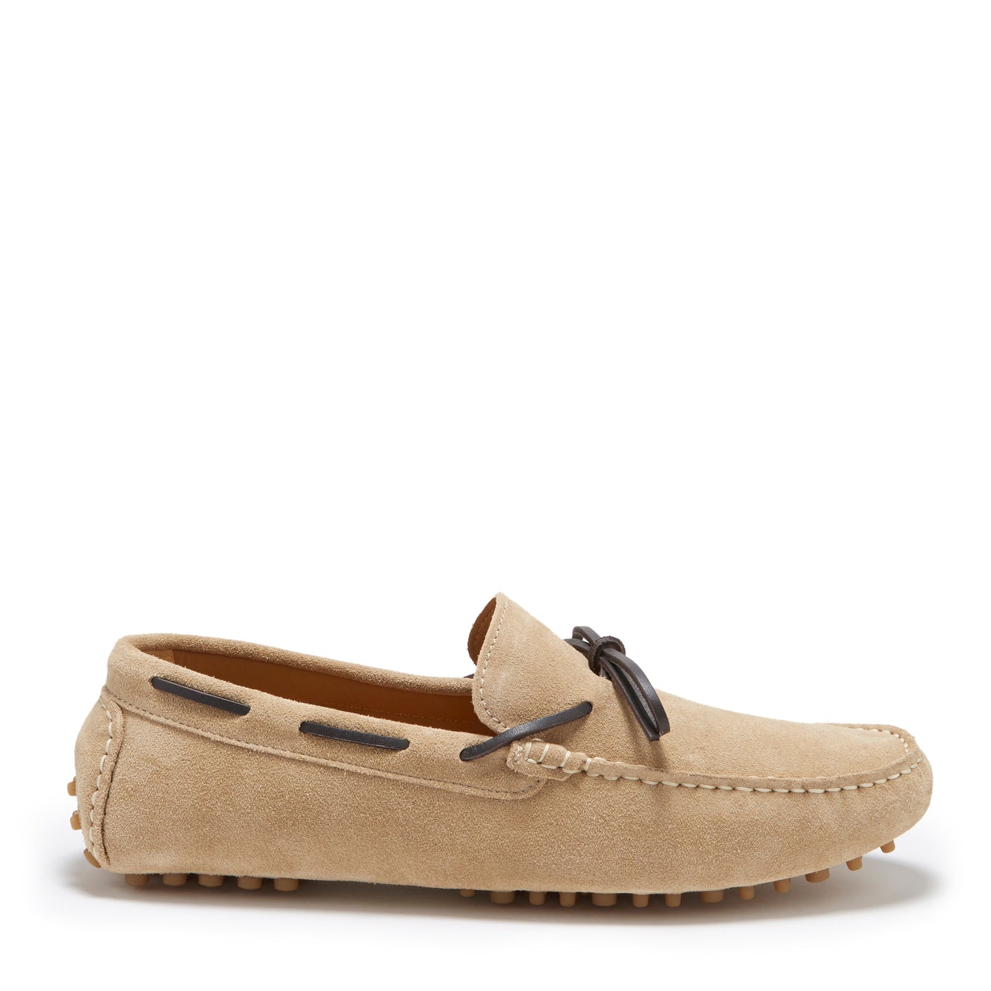 Men's Taupe Suede Laced Driving Loafers