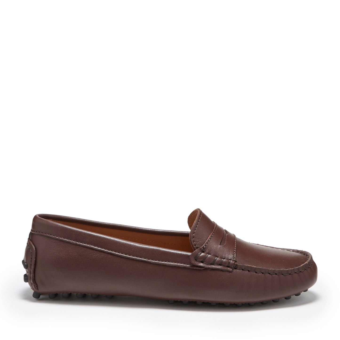Brown Leather Penny Loafers - Women's Driving Shoes