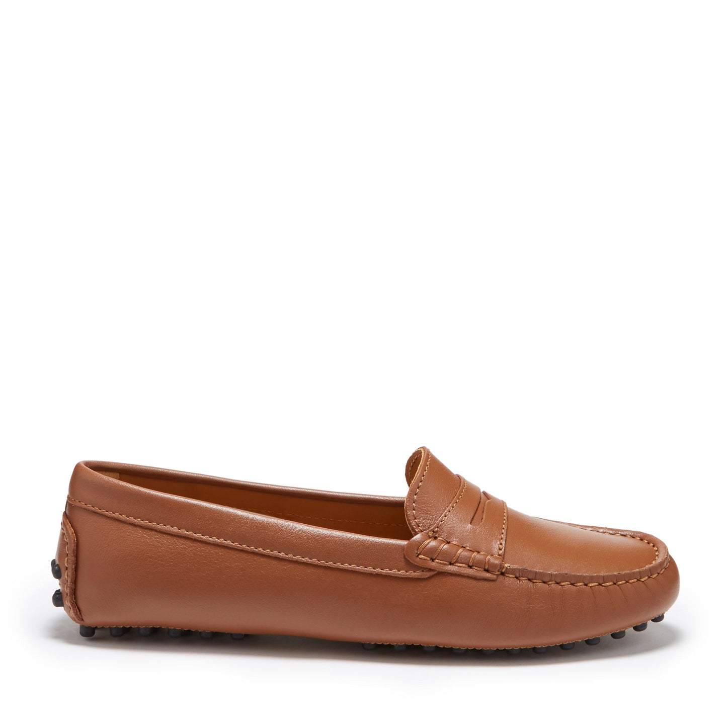 Women's Tan Leather Penny Driving Loafers