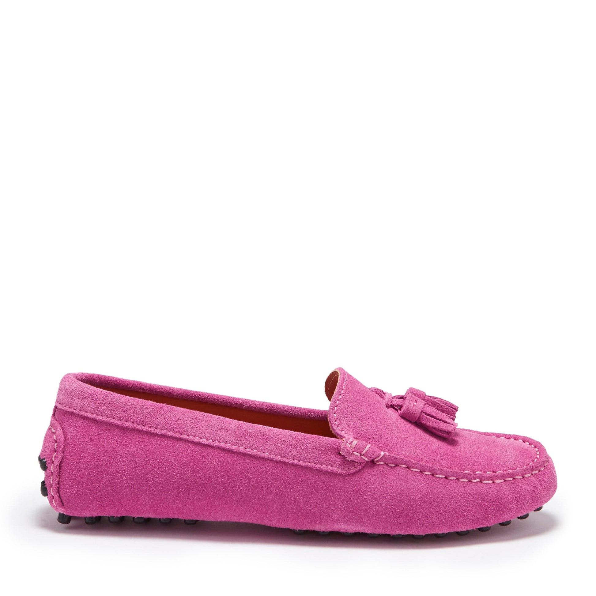 Pink loafer shoe on a white background