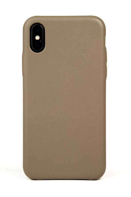 Beige phone case on a white background