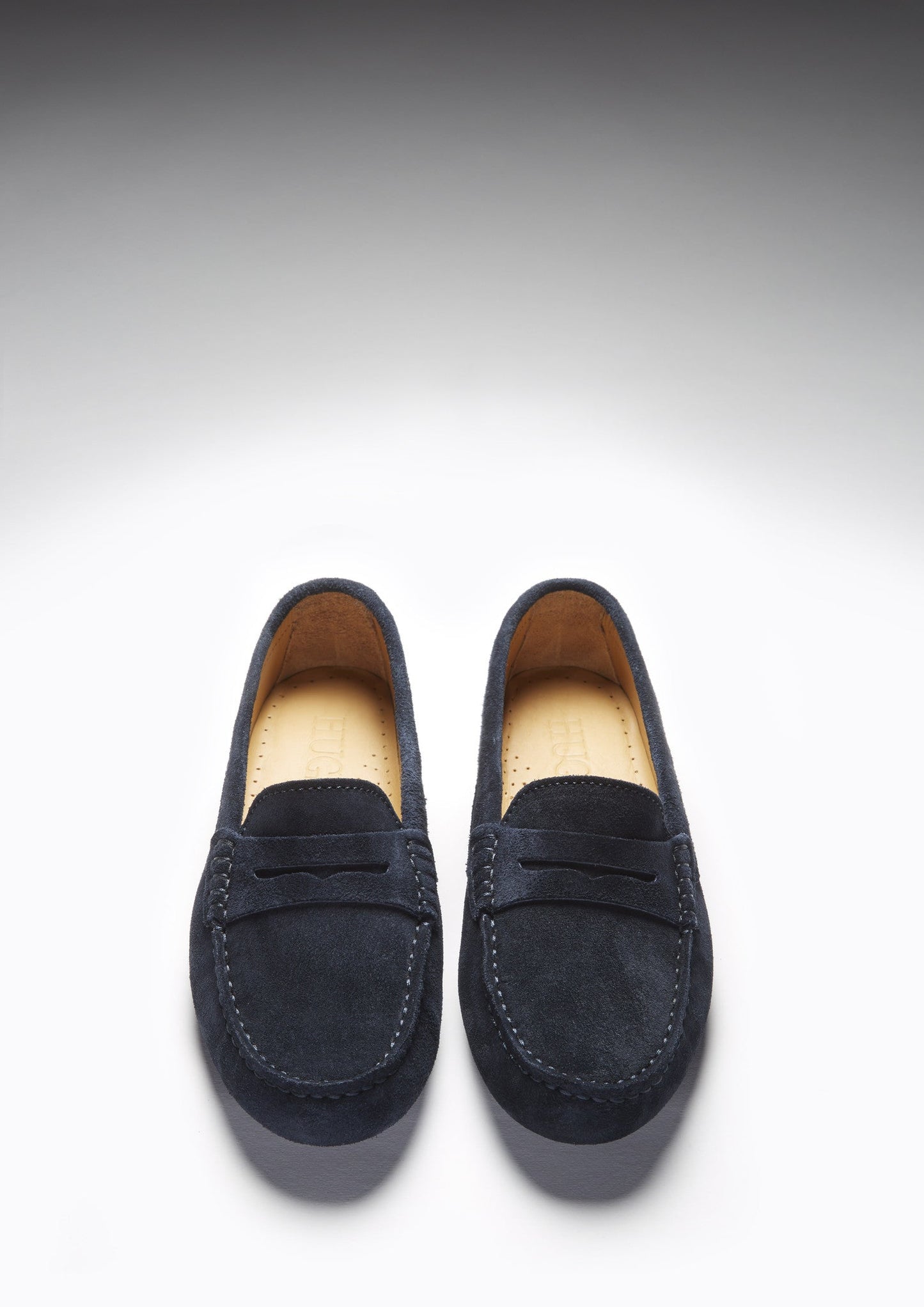Women's Navy Blue Suede Penny Driving Loafers