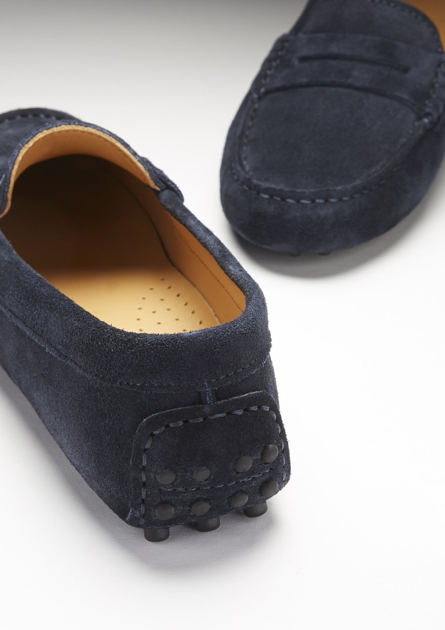 Women's Navy Blue Suede Penny Driving Loafers
