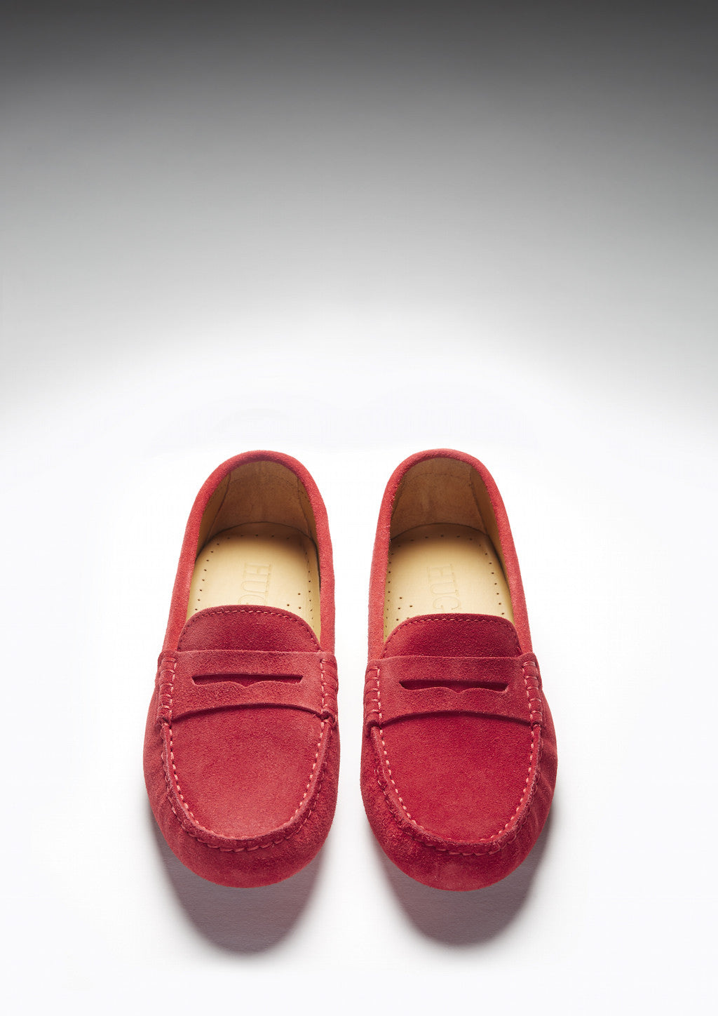 Women's Red Suede Penny Driving Loafers