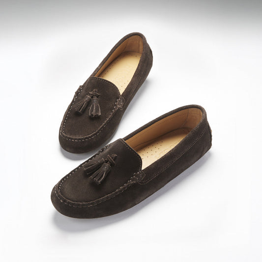 Women's Brown Suede Tasselled Driving Loafers