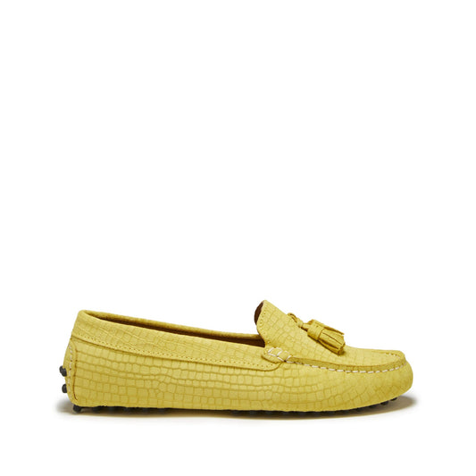 Yellow loafer shoe on a white background