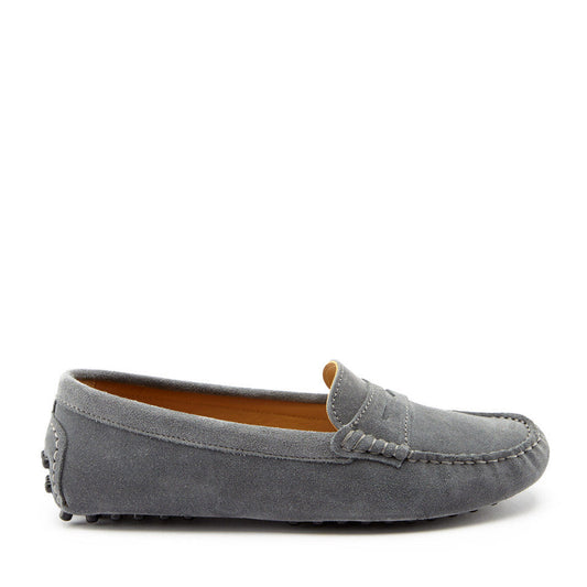 Women's Slate Grey Suede Penny Driving Loafers