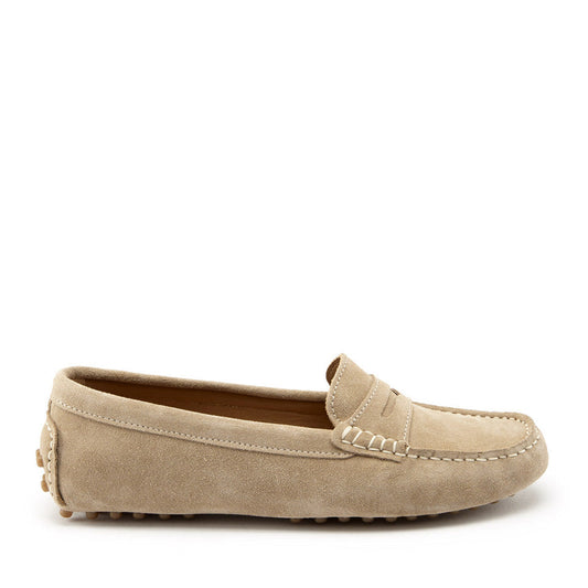 Beige loafer shoe on a white background