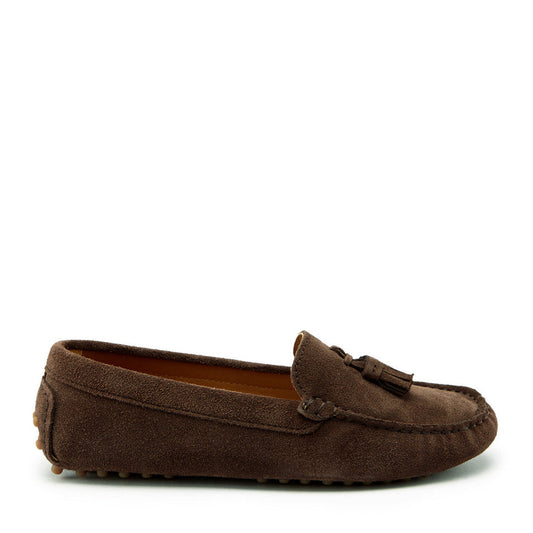 Women's Brown Suede Tasselled Driving Loafers