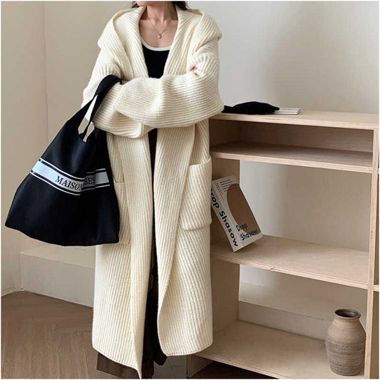 Women's Hooded Cardigan Coat - Long Loose Fit