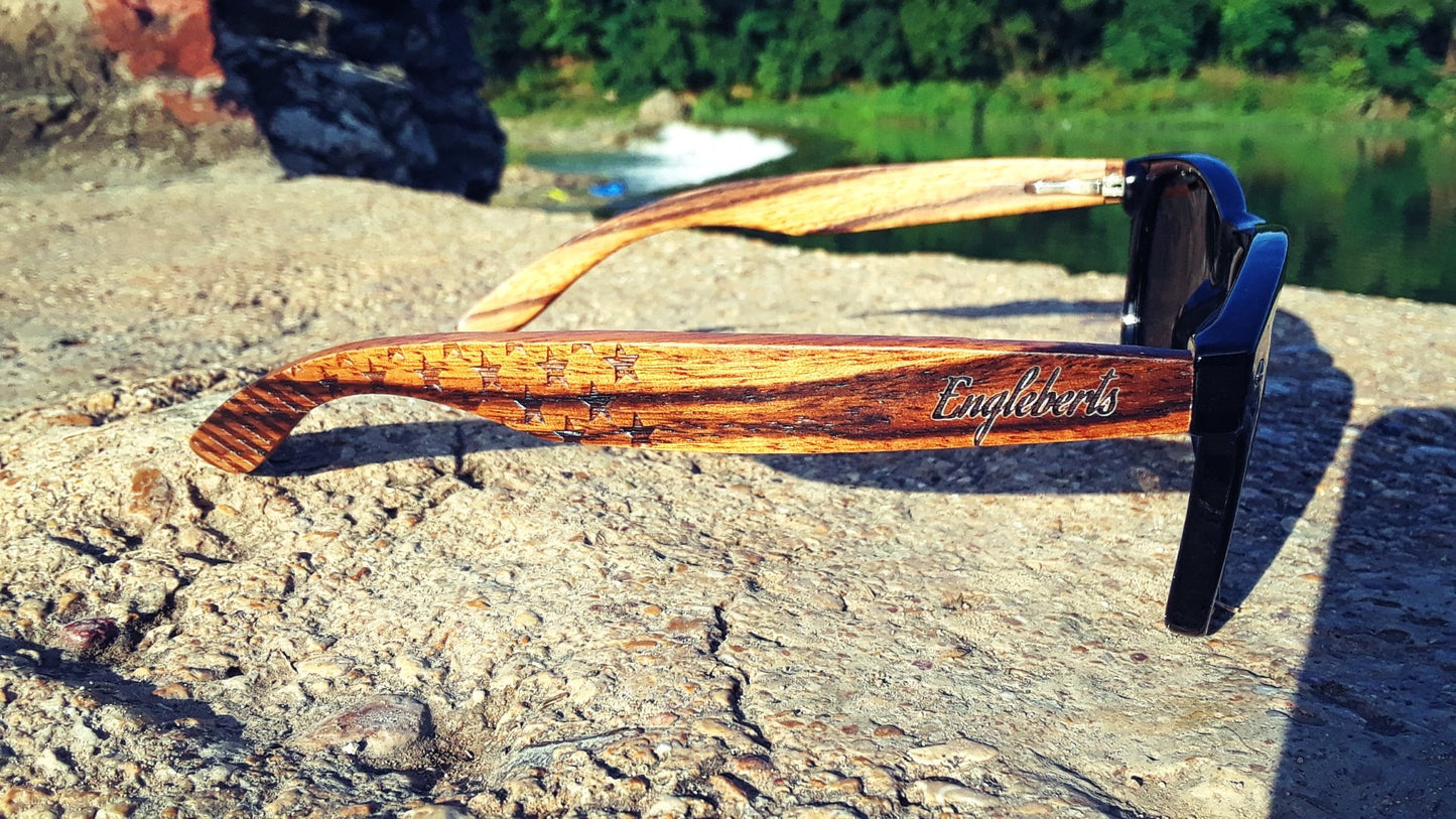 Wooden crossbow on a rock with a natural outdoor background