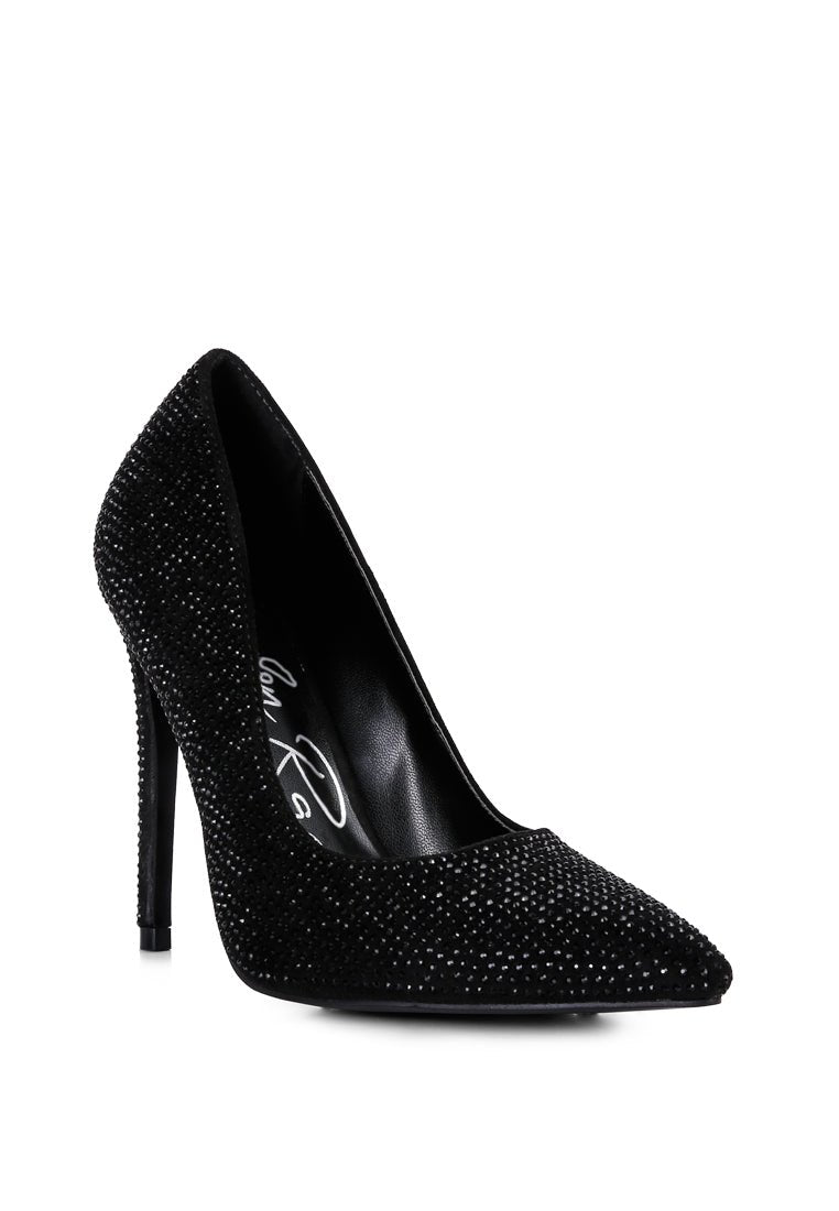 Alter Ego Diamante High Heel Court Shoes - Sparkly Evening Pumps - Style Queenz