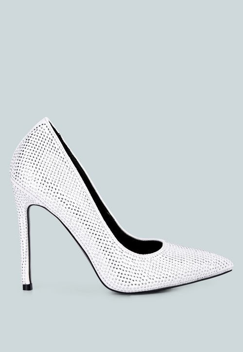 Alter Ego Diamante High Heel Court Shoes - Sparkly Evening Pumps - Style Queenz