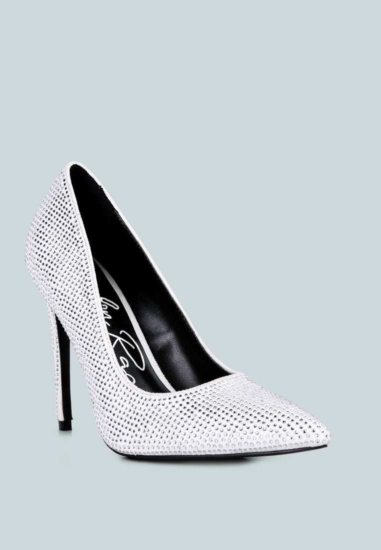 Alter Ego Diamante High Heel Court Shoes - Sparkly Evening Pumps - Style Queenz