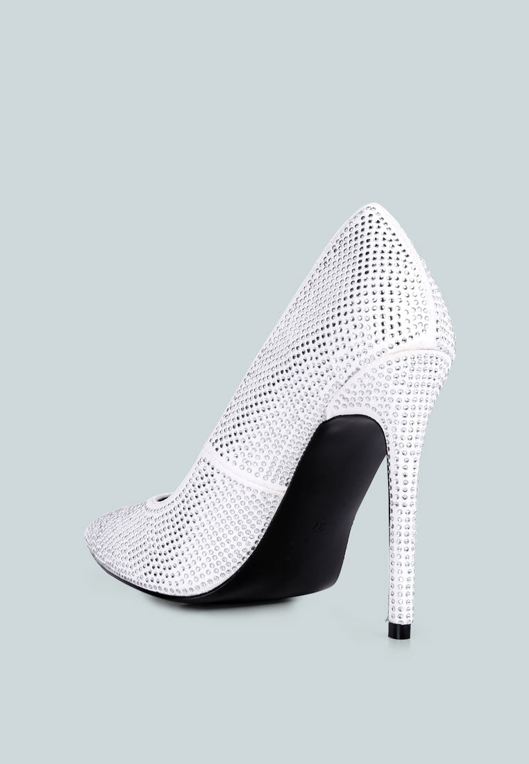 Alter Ego Diamante High Heel Court Shoes - Sparkly Evening Pumps - Style Queenz