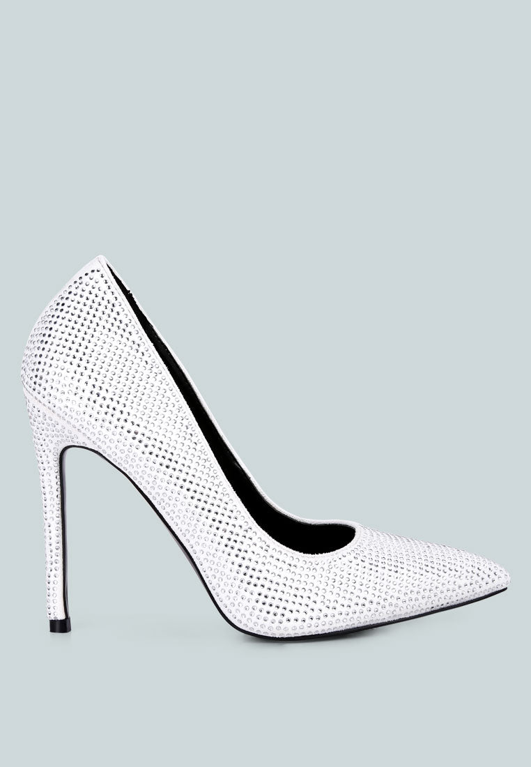 Alter Ego Diamante High Heel Court Shoes - Sparkly Evening Pumps - Style Queenz