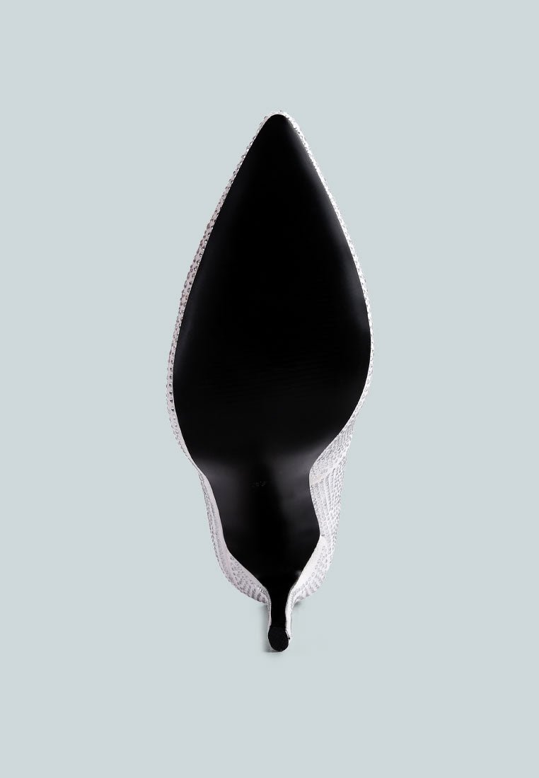 Alter Ego Diamante High Heel Court Shoes - Sparkly Evening Pumps - Style Queenz