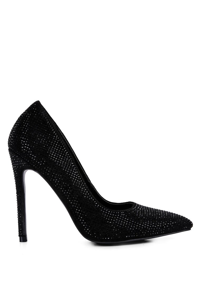Alter Ego Diamante High Heel Court Shoes - Sparkly Evening Pumps - Style Queenz