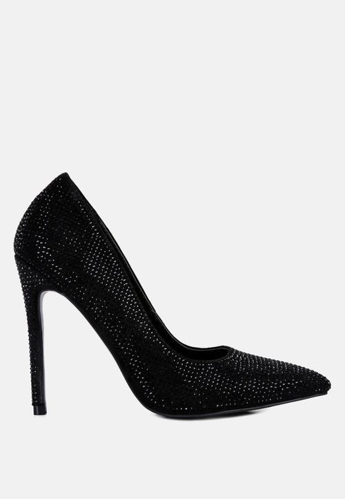 Alter Ego Diamante High Heel Court Shoes - Sparkly Evening Pumps - Style Queenz