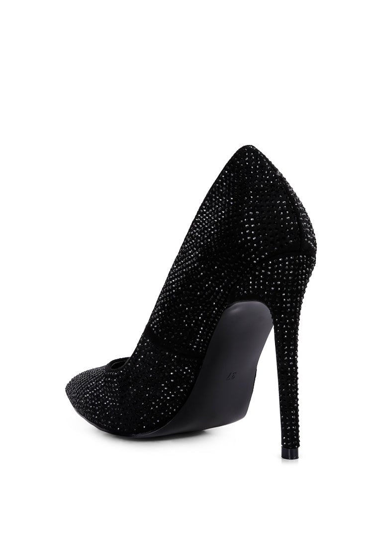 Alter Ego Diamante High Heel Court Shoes - Sparkly Evening Pumps - Style Queenz