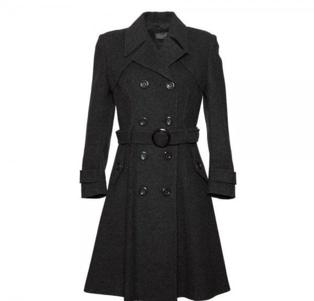 Black trench coat on a white background