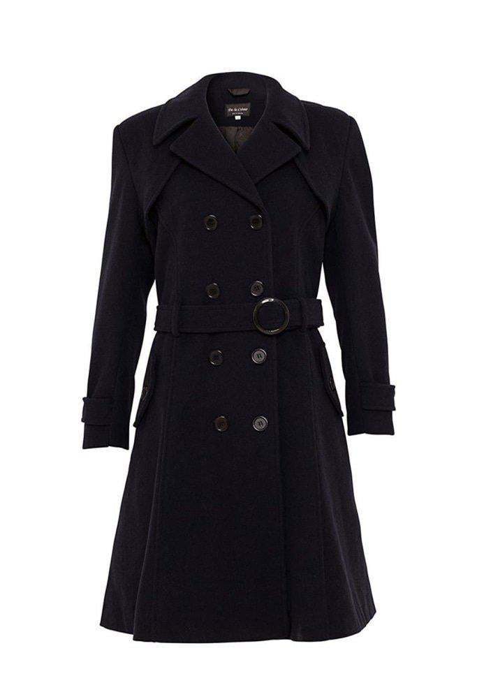 Black trench coat on a white background