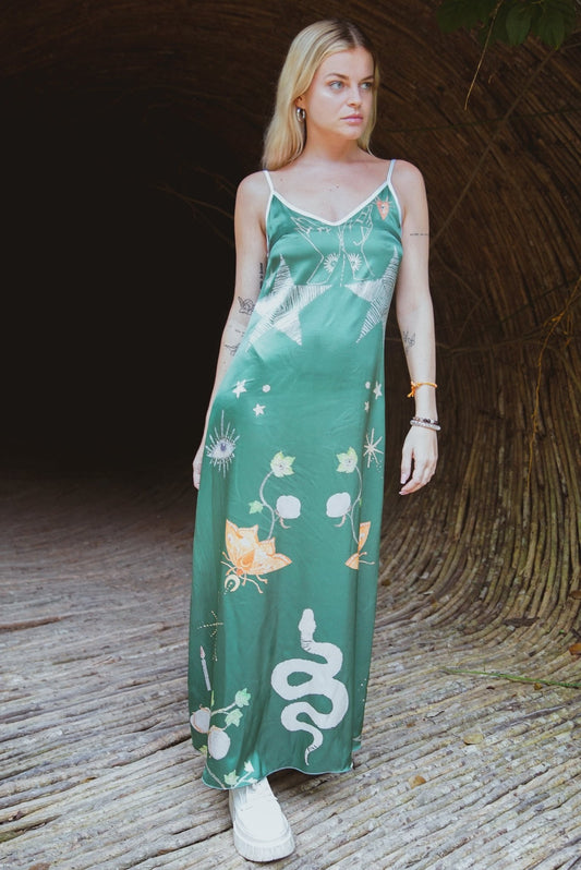 Andromeda Silk Dress Jungle Altar - Luxury Women's Slip Dress Designer Fashion - Style Queenz
