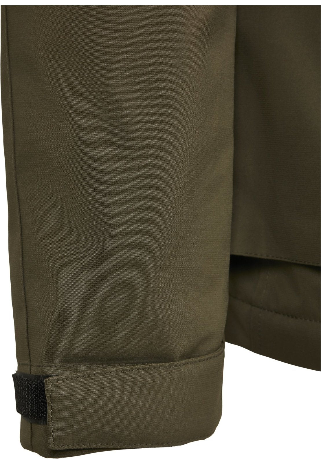 Close-up of a green jacket with a white background