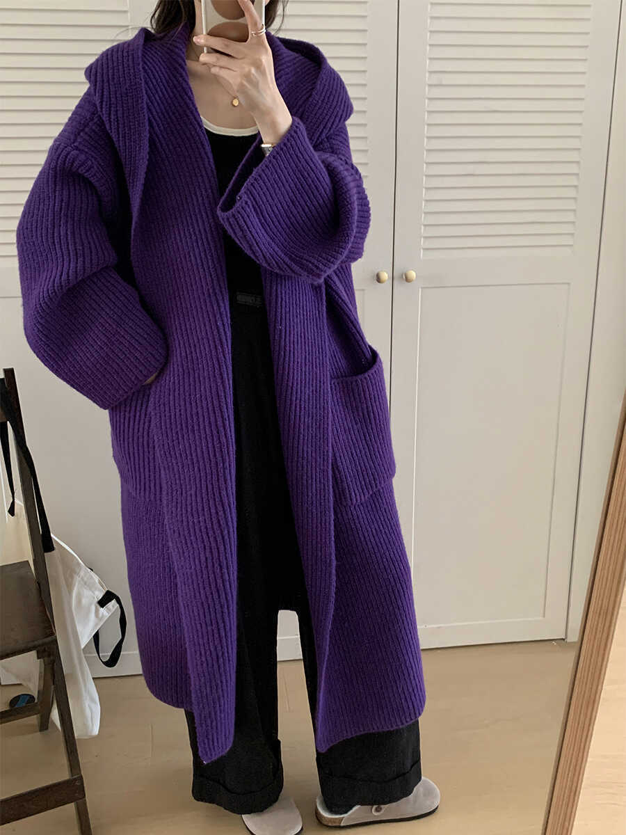 Women's Hooded Cardigan Coat - Long Loose Fit