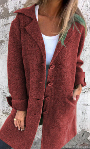 Women's Single Breasted Cardigan Coat with Pockets
