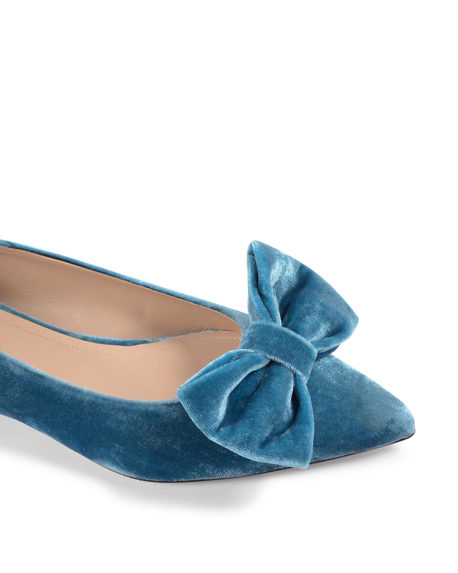 Baby Bow Velvet Ballerina - Sky Blue Italian Ballet Flats with Bow Detail - Style Queenz