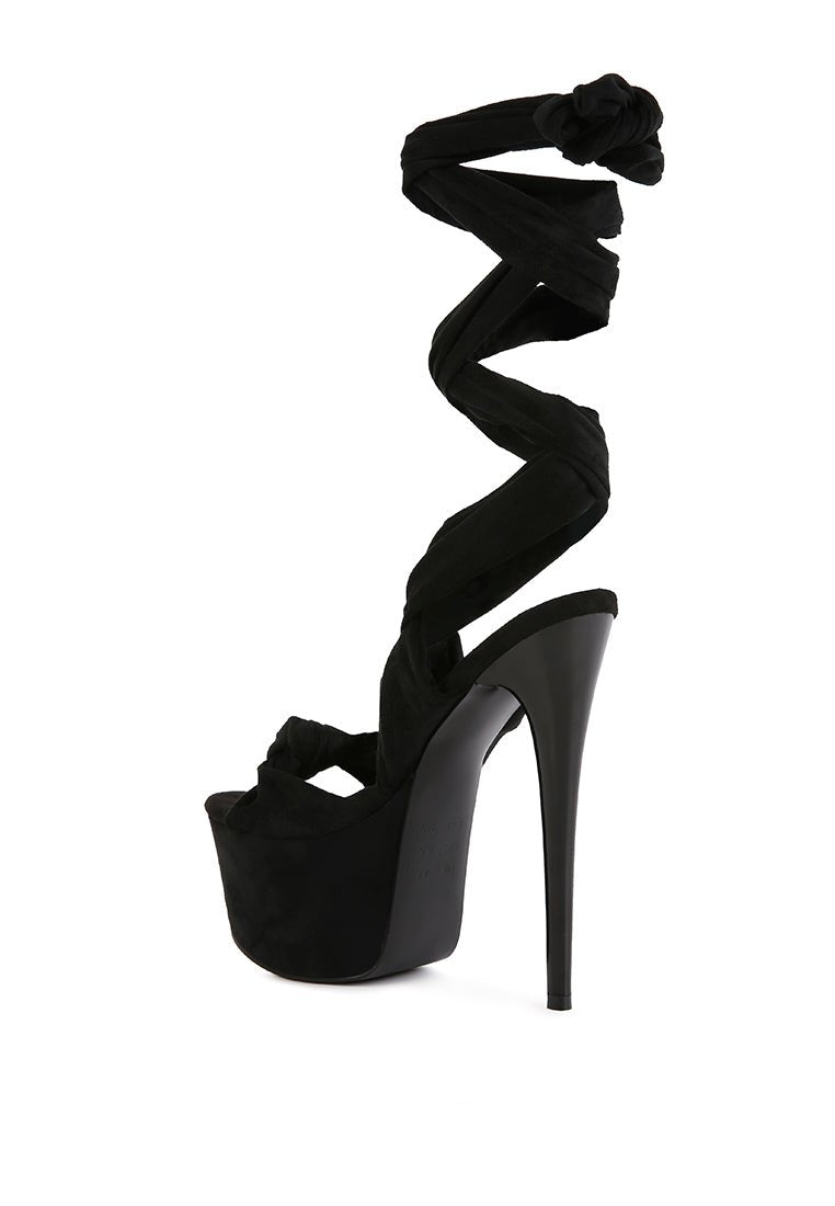 Bauble High Heel Platform Lace Up Sandals - Ultra High Stiletto Party Shoes - Style Queenz