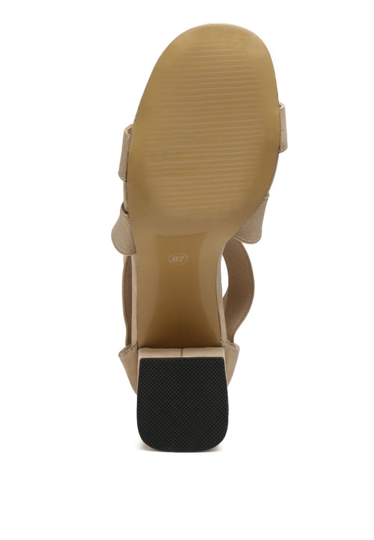 Benicia Strappy Block Heel Sandals - Elastic Strap Open Toe with Back Zipper - Style Queenz