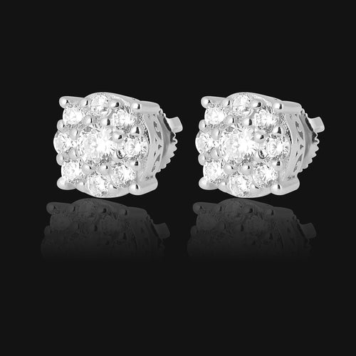 BIBELOT 925 Sterling Silver Stud Earrings - Cubic Zirconia Flower Pattern - Style Queenz