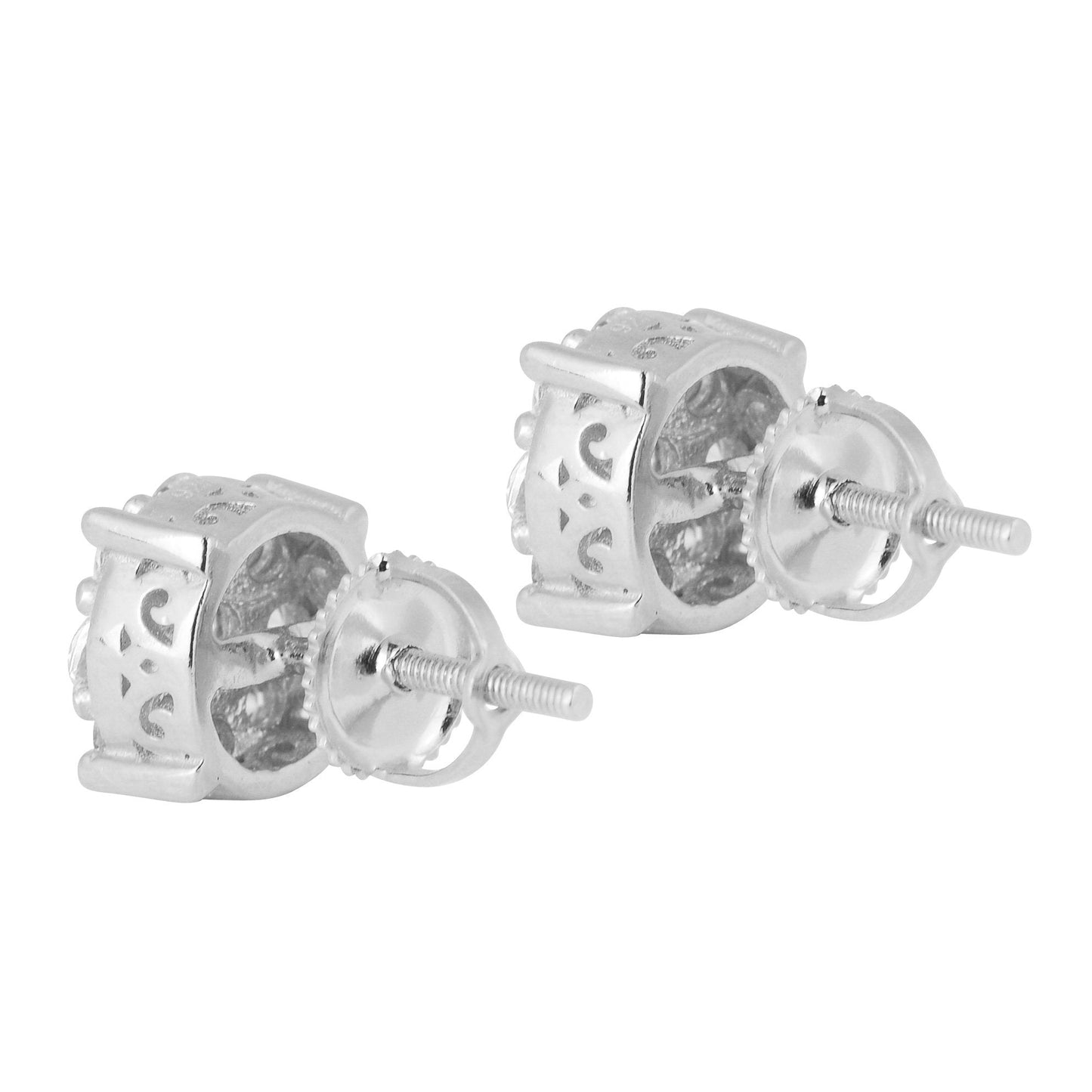 BIBELOT 925 Sterling Silver Stud Earrings - Cubic Zirconia Flower Pattern - Style Queenz