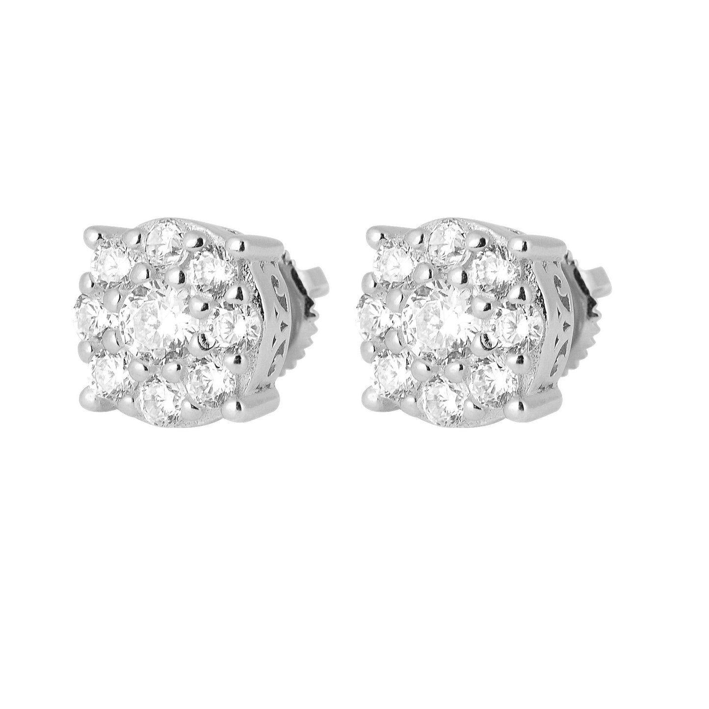 BIBELOT 925 Sterling Silver Stud Earrings - Cubic Zirconia Flower Pattern - Style Queenz