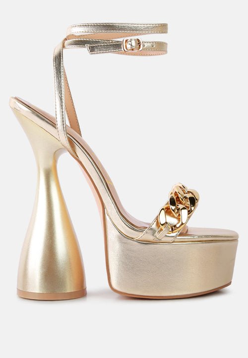 Big Bash Gold Metallic Platform Sandals - Chunky High Heel Party Shoes - Style Queenz