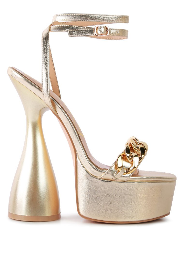 Big Bash Gold Metallic Platform Sandals - Chunky High Heel Party Shoes - Style Queenz