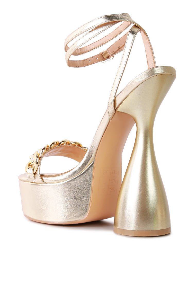 Big Bash Gold Metallic Platform Sandals - Chunky High Heel Party Shoes - Style Queenz